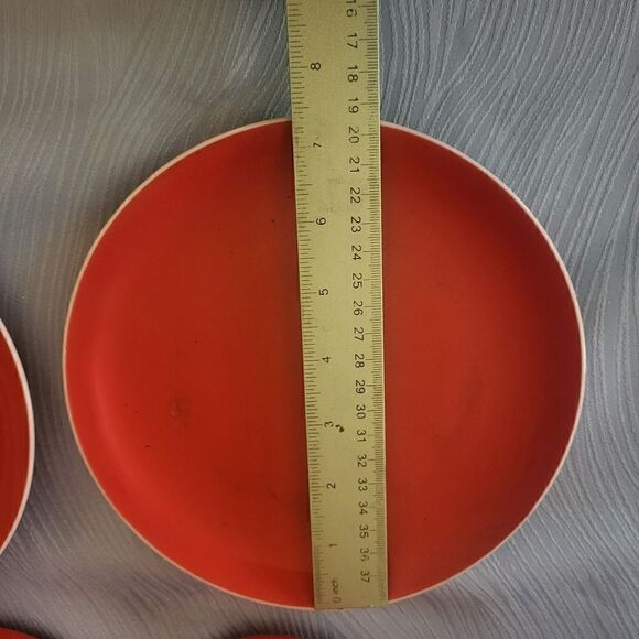 Vintage Pristine '70’s 2 Piece Set-Mod Bright Red Soup Cup and Sandwich Plate - Picture 4 of 11